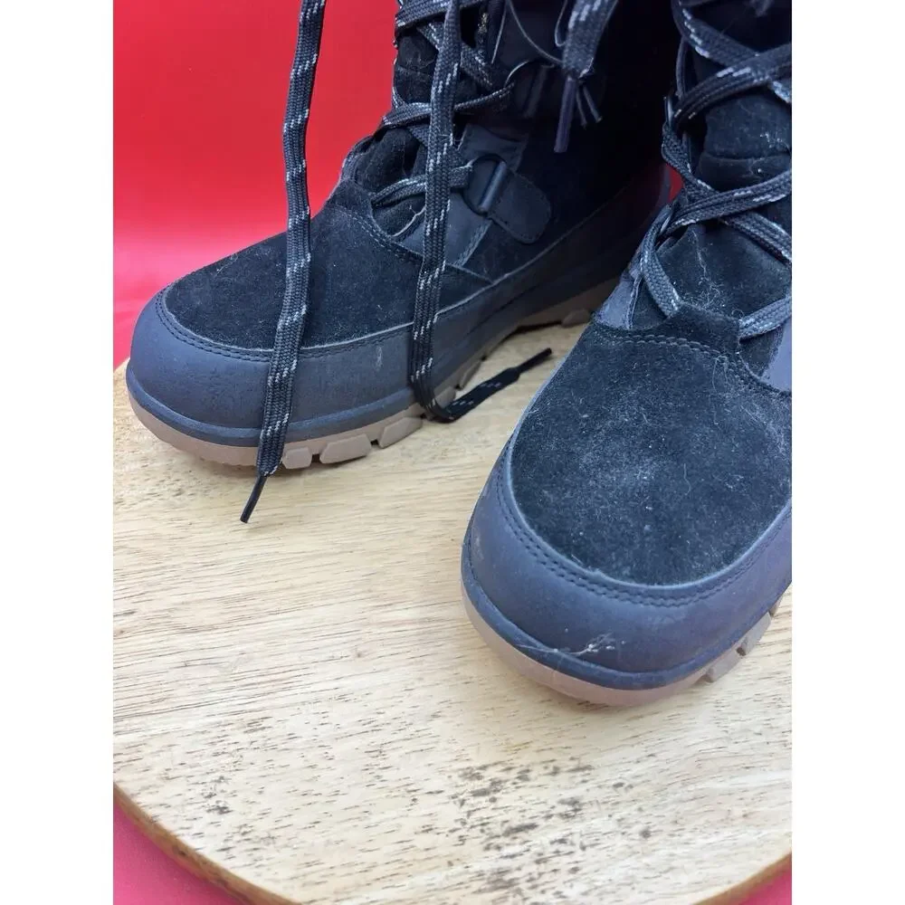 All In Motion Boots Womens 9 Cecily Shearling Lace Up Winter Snow Black Suede